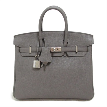 HERMES birkin 25 hand bag Z Togo leather Etain Used SHW