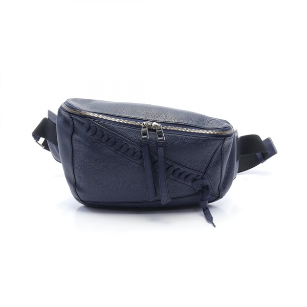 LOEWE puzzle sling bag Waist bag leather Navy Used mens crossbody