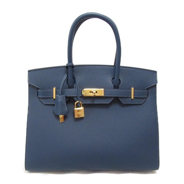 HERMES Birkin Sellier 30 hand bag B Epsom Blue de presse GHW Used