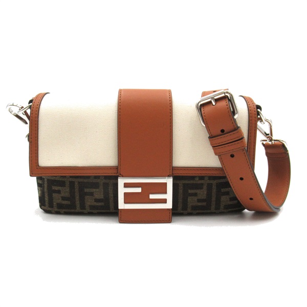 FENDI Zucca 2way Shoulder Belt Bag 7VA472 canvas leather Brown Beige Used Women