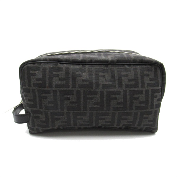 FENDI clutch bag 7N0141 canvas leather Black Used unisex