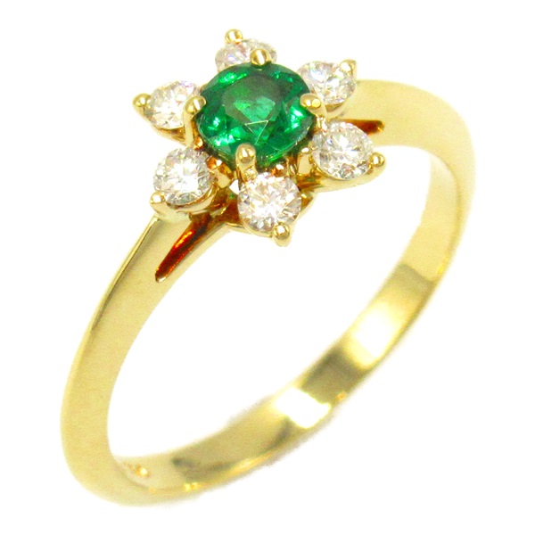 TIFFANY＆CO Buttercup Emerald Diamond Ring #5.25 US size K18 Yellow Gold Used