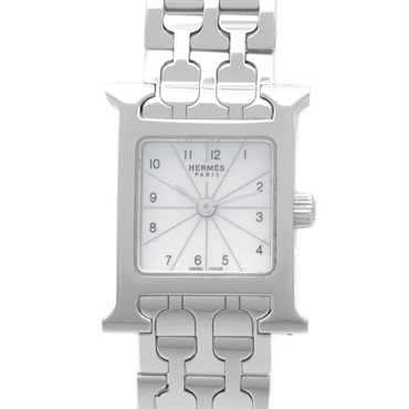 HERMES H watch mini Wrist Watch HH1.110 Quartz Stainless Steel Used Women white