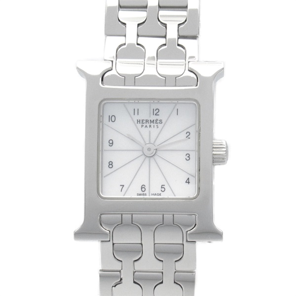HERMES H watch mini Wrist Watch HH1.110 Quartz Stainless Steel Used Women white