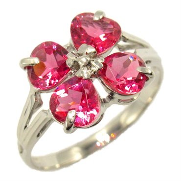 JEWELRY Pink tourmaline Ring Pt900 Platinum Used US size #6.25
