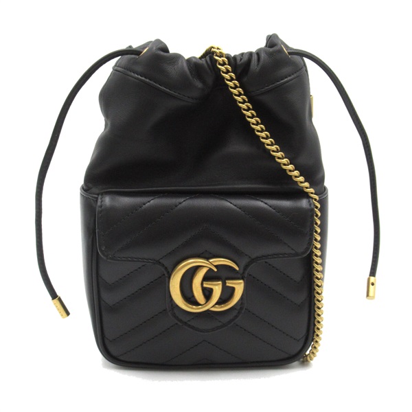 GUCCI GG Marmont quilted mini bucket Shoulder Bag 746433AAB7C1000 leather Black