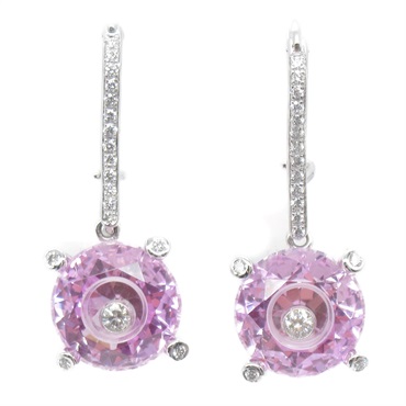 Chopard So Happy Diamond Synthetic Pink Sapphire Pierced Earrings K18 WG Gold