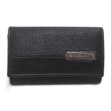 BVLGARI 6 key holders  280887GRAIN leather Black NEW unisex