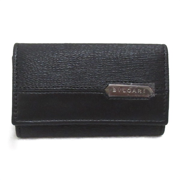 BVLGARI 6 key holders case SHW W 280887GRAIN leather Black NEW unisex