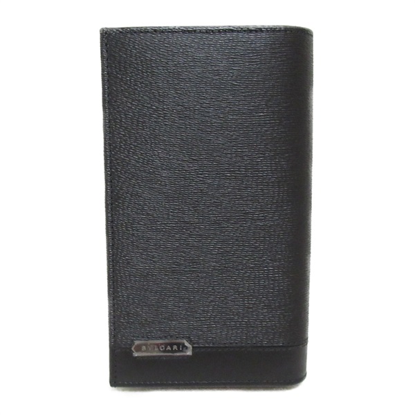 BVLGARI Bifold long wallet Zipped Z 282852GRAIN leather Black NEW unisex