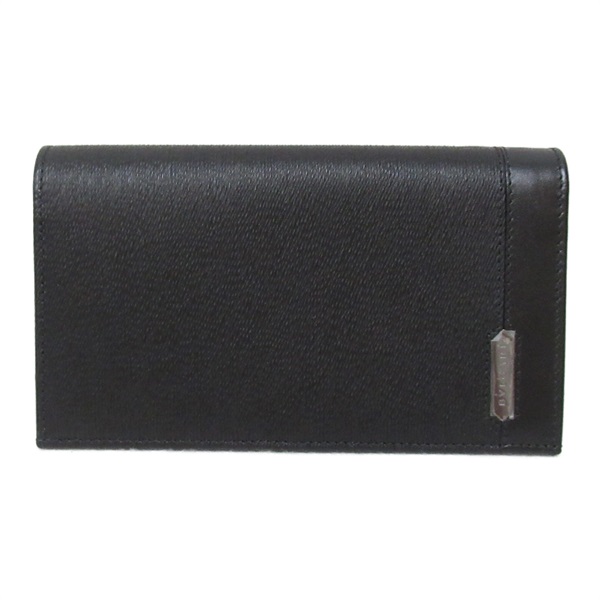 BVLGARI Bifold long wallet Purse 282852GRAIN leather Black NEW unisex