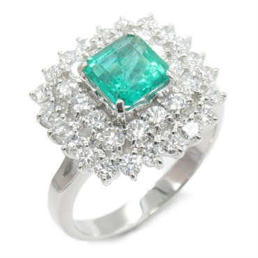 JEWELRY Emerald Diamond Ring Pt900Platinum Green Used women US size 11