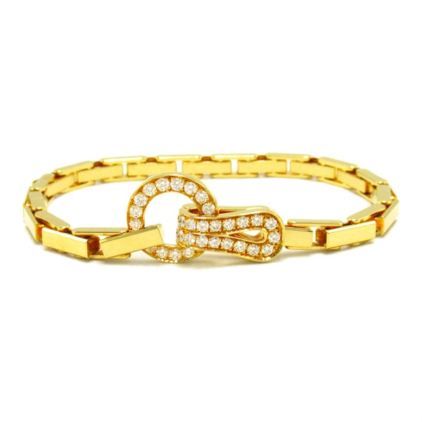 CARTIER Agrafe Diamond Bracelet bangle 17cm K18 Yellow Gold Used