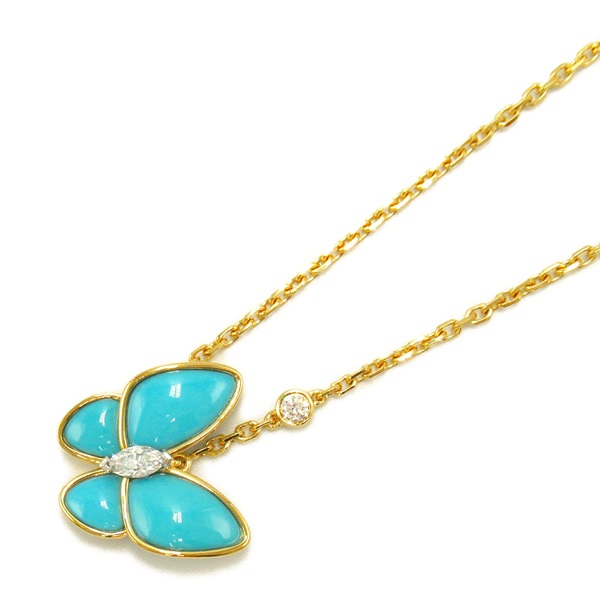 Van Cleef & Arpels De Papillon Necklace pendant K18YG Diamond Turquoise used