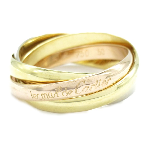 CARTIER Trinity 4 rings #5.5 US size K18 YG PG WG Used