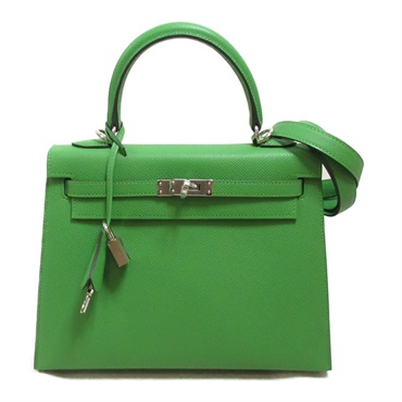 HERMES Kelly 25 2way Handbag Epsom leather Green Vert Yucca Used Women B SHW