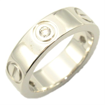 CARTIER love 3P Diamond Ring 18KWG White Gold Used US size 5 women
