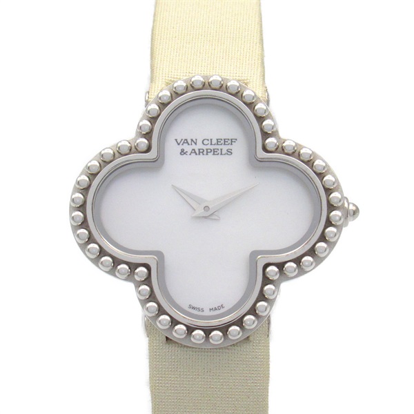 Van Cleef & Arpels Alhambra Watch 336574 WTWB01B3 Quartz K18WG Leather Women