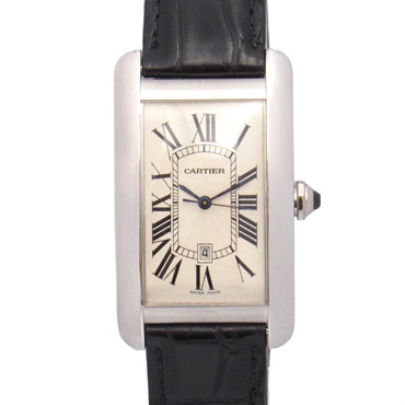 CARTIER Tank AmericanLM Wrist Watch W2603256 Auto K18WG Croco leather Used Women