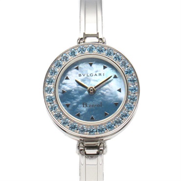 BVLGARI B-zero 1 Blue Topaz Wrist Watch BZ22C32STS Quartz SS Used Women