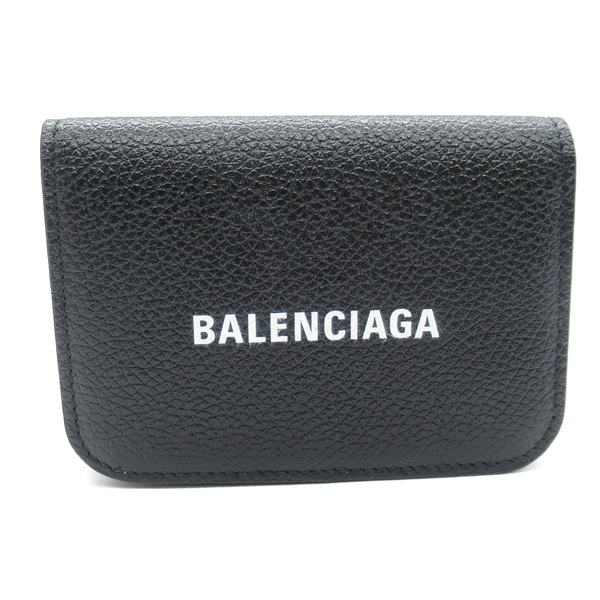 BALENCIAGA Tri-fold Double Sided Wallet Purse 593813 leather Black Used Women