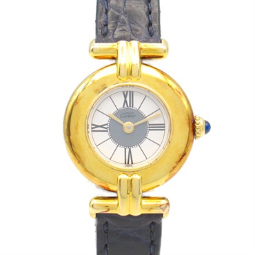 CARTIER Must Collize Vermeil Wrist Watch 590002 Quartz GP Croco Used Women