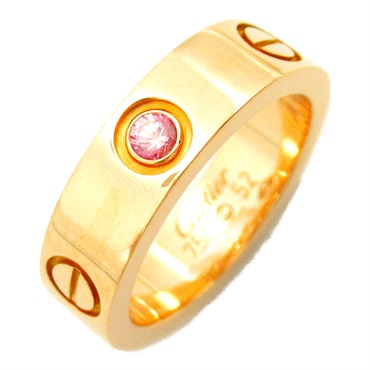CARTIER love 1P sapphire Ring 18KPG Pink Rose Gold Used women US size 5.75 #52