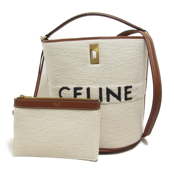 CELINE 2way Shoulder tote Bag 195572ERH02NT cotton Nylon natural Tan