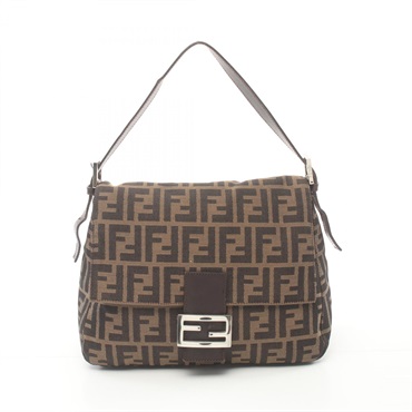 FENDI Mamma bucket Shoulder hand Bag zucca canvas leather Brown Used