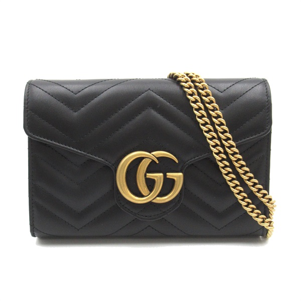 GUCCI GG Marmont Quilted Mini chain Shoulder crossbody Bag 474575DTD1T1000 black