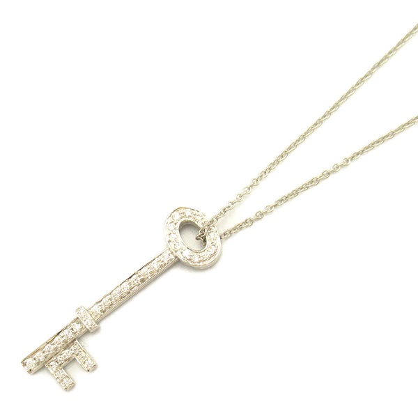 TIFFANY＆CO Oval key diamond Necklace Pendant Pt950 Platinum Used women