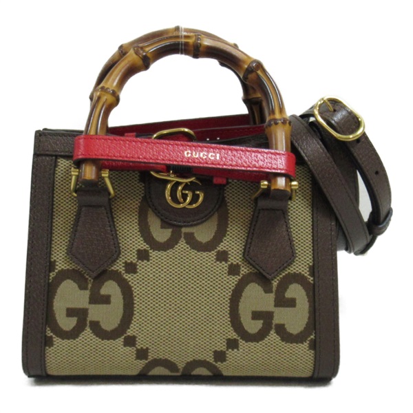 GUCCI Jumbo GG 2Way Tote Bag 655661 canvas leather Beige Brown Used Women