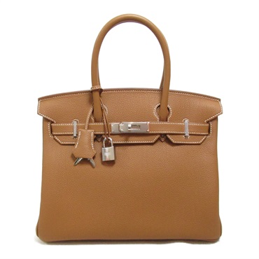 HERMES Birkin 30 Gold Handbag Togo leather Used Women W SHW mint