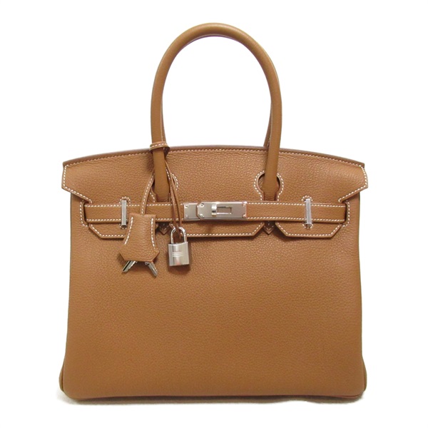HERMES Birkin 30 Gold Handbag Togo leather Used Women W SHW mint