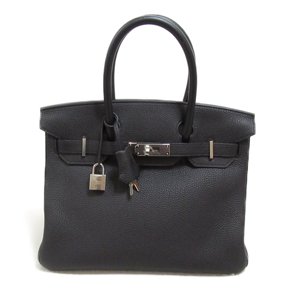 HERMES Birkin 30 Black Handbag Togo leather Noir Used Women Z SHW