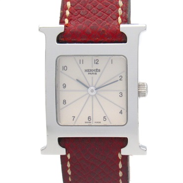 HERMES H Wrist Watch HH1.210 Quartz Stainless Steel Leather belt Used Women