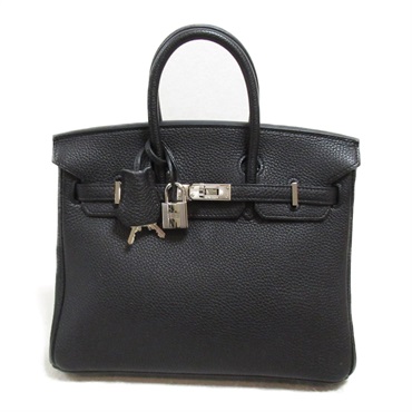 HERMES Birkin 25 Black Handbag Togo leather Noir Used Women O SHW