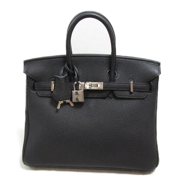 HERMES Birkin 25 Black Handbag Togo leather Noir Used Women O SHW