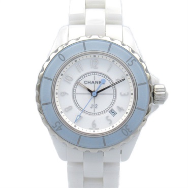 CHANEL J12 soft blue Wrist Watch H4340 Quartz ceramic Used Women