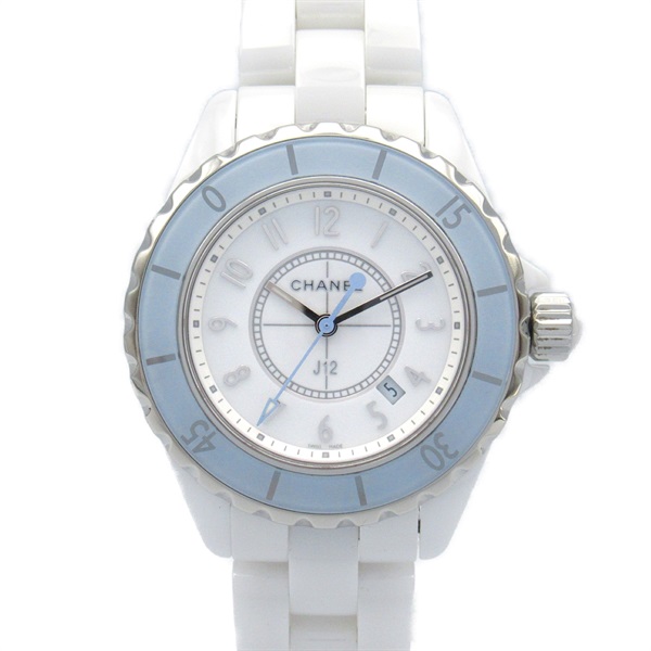 CHANEL J12 soft blue Wrist Watch H4340 Quartz ceramic Used Women