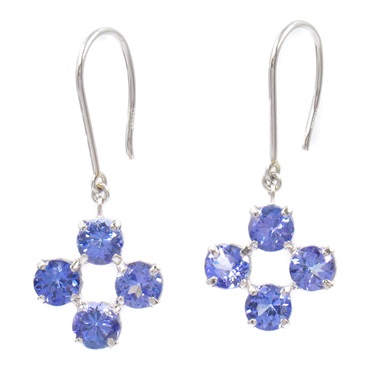 JEWELRY Tanzanite Pierced earrings Pt900 Platinum Blue Used women