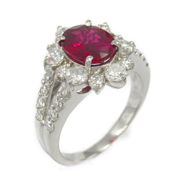 JEWELRY Ruby Diamond Ring Pt900 Platinum Pink Used women US size 5.5