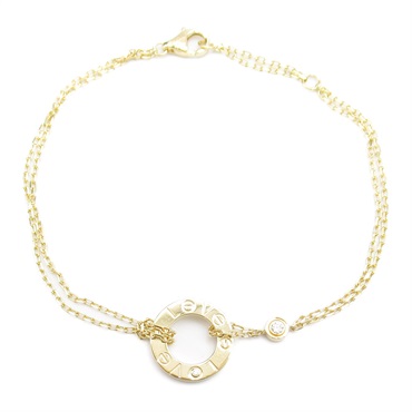 CARTIER Love Circle 2P Diamond Bracelet 18KYG Yellow Gold Used Women