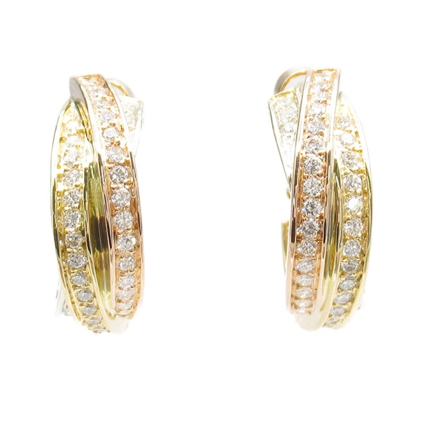 CARTIER Trinity Diamond Pierced earrings 18KWG 18KWG 18KPG gold Used women