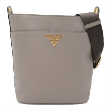 PRADA Shoulder Bag 1BE066 leather Gray Beige Used Women