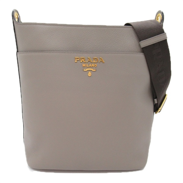 PRADA Shoulder Bag 1BE066 leather Gray Beige Used Women