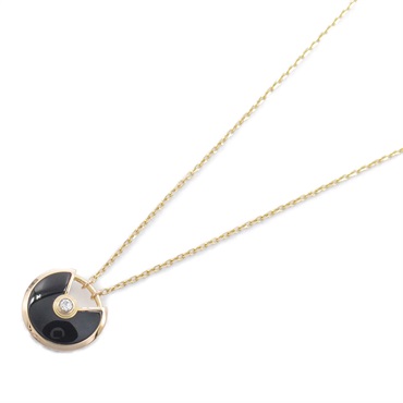 CARTIER Amulet Onyx Diamond Necklace 18KPG Rose Gold Black Used women