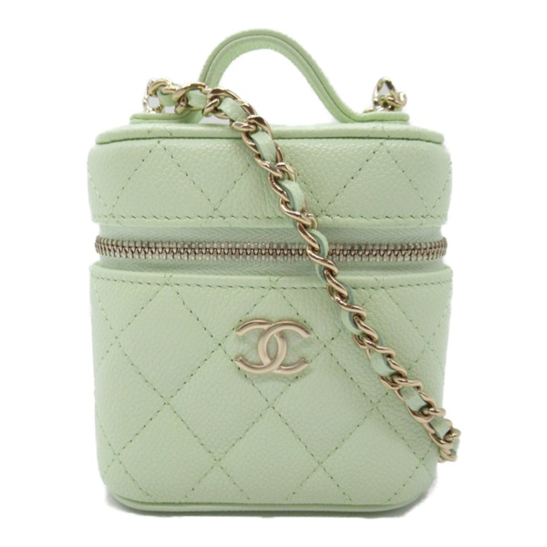 CHANEL Vanity Chain Shoulder crossbody bag AP2503 Caviar Skin Light green GHW