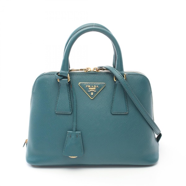 PRADA SAFFIANO LUX 2way shoulder Handbag 1BA838 Safiano leather Green Used Women