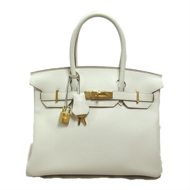 HERMES Birkin 30 Mushroom Handbag Togo leather White Used Women B GHW